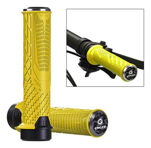 1 Par De Manillar De Bicicleta Agarre De Mano Ciclo Amarillo