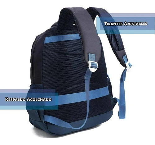 Backpack Portalaptop Nautica 15.6 Pulgada Azul Marino A11758 Azul Marino Liso Con Parches