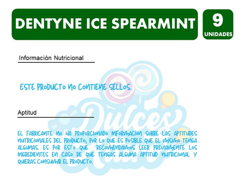 Chicle Dentyne Ice Spearmint Display 9 Unidades
