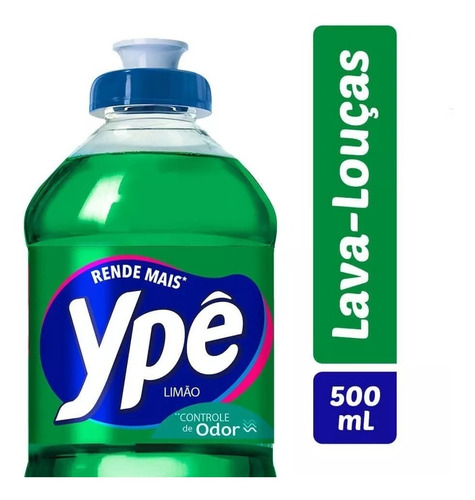 Kit Com 2 Detergente Líquido Limão Ypê 500ml 10% Desconto
