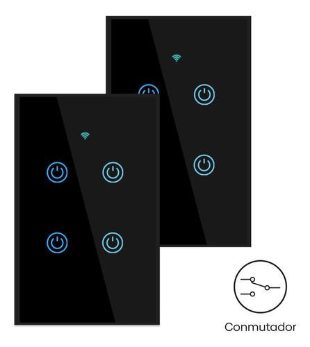 Conmutador Inteligente Pared Nexio 4 Botones Two Pack Wifi