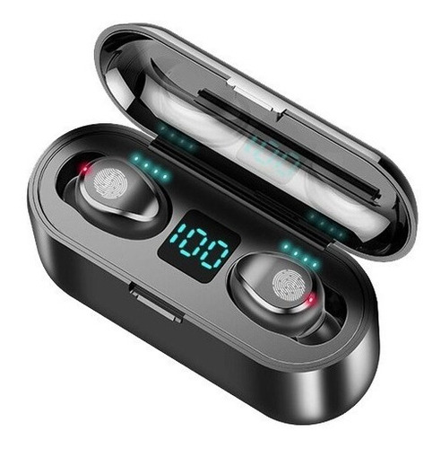 Audífono in-ear gamer inalámbrico TWS Earbuds F9 con luz azul LED