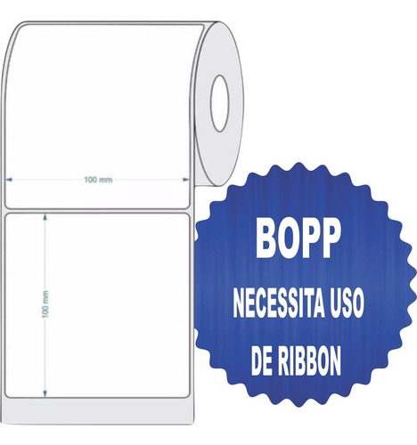 Kit 10 Rls Etiqueta 10x10 100x100 Bopp Fosco +5 Ribbon Misto
