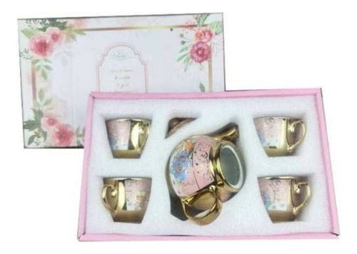 Tetera Con 4 Tazas Mini De Porcelana