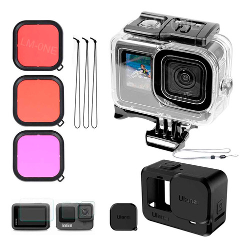 Case Buceo P/ Gopro Hero 12 11, 10+ Micas Cristal+ 3 Filtros