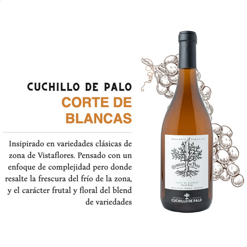 Vino Blanco Cuchillo De Palo Corte De Blancas - Caja X2