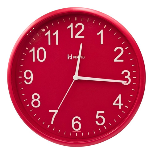 Relógio De Parede Vermelho 26 Cm - Herweg - 660111269