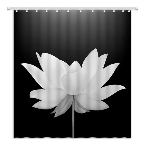 Uiuunsik Lotus Cortina Ducha Negro Blanco Flor Zen Waterlily