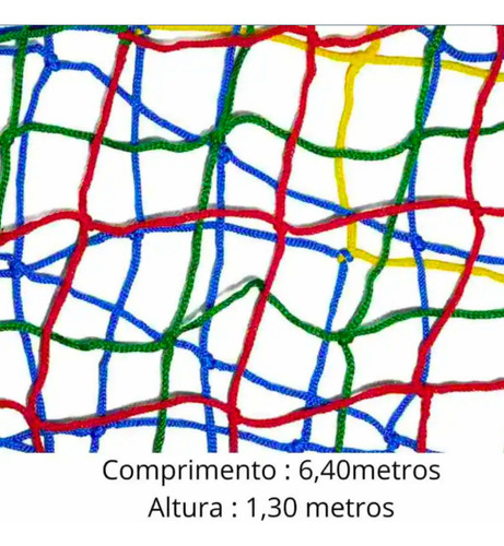 Rede Tela De Proteção Colorida 2,00 Metros Para Pula Pula Cama Elástica Val Brinquedos