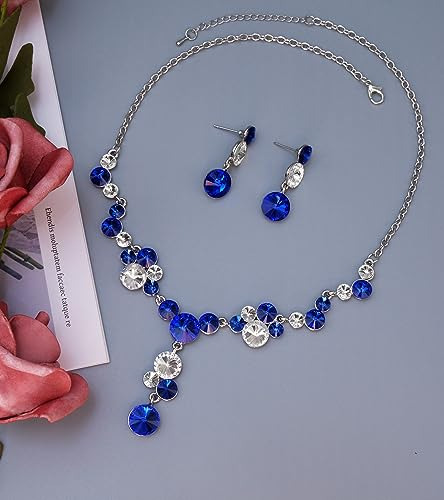 Conjunto De Joyas De Cristal Collar Y Aretes Para Novia