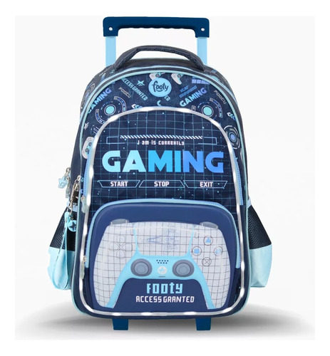 Mochila Footy Con Carro 18' Gaming Con Luz F3261 Original