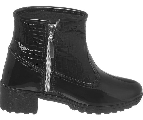 Bota Coturno Infantil Ortopasso Menina Verniz Croco Preto