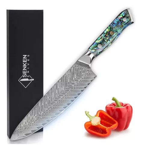 🔪 Set de cuchillos para chef personalizados con hoja de acero de Damasco y  mando de madera encapsulando 😊