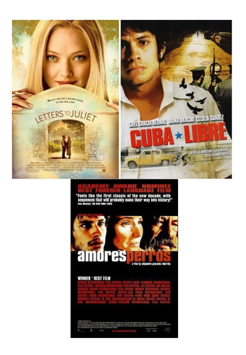 3 Dvds Boxset Amores Perros Cartas A Julieta Cuba Libre Gael