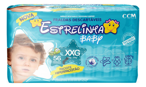 Fralda Estrelinha Baby Híper Tamanho Xxg com 56 unidades