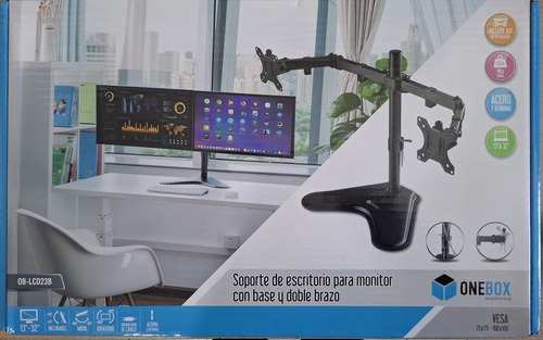 Soporte De Mesa 2 Monitores Doble Monitor De 13'' A 32'' Color Negro