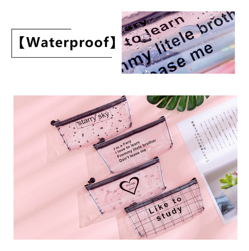 D Estuche Transparente De Pvc For Bolígrafos Con Cremallera,