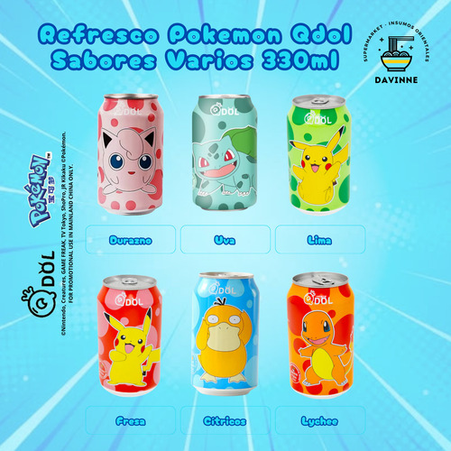 Soda Qdol Pokemon Sabor Lima 330ml