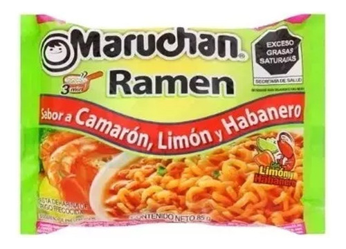 Sopa Maruchan Ramen Camarón, Limón Y Habanero 85 Gr 24pcs