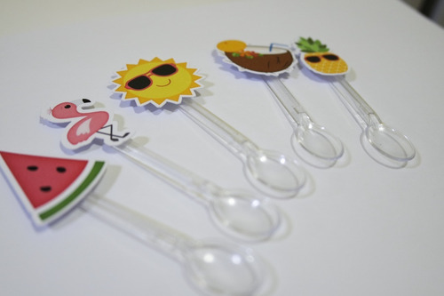 Imagem 2 de 2 de Tropical Flamingo 50 Colheres Para Copinho De Brigadeiro