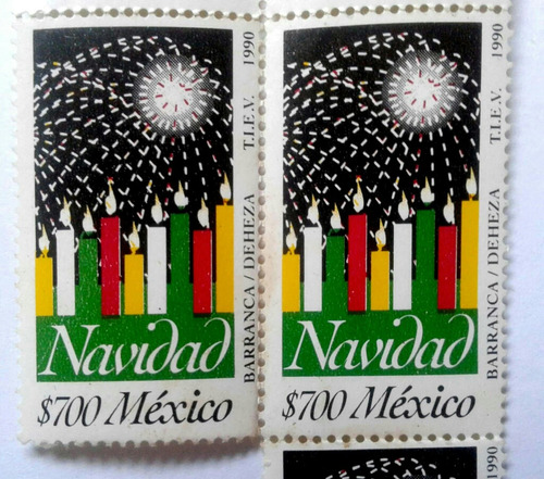 Imagen 2 de 3 de Timbres Postales Mexico Navidad 1990