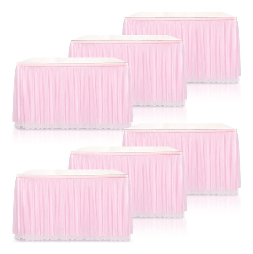 6 Falda Mesa Tul Rosa Pie Tutu Redonda Rectangular Para Baby