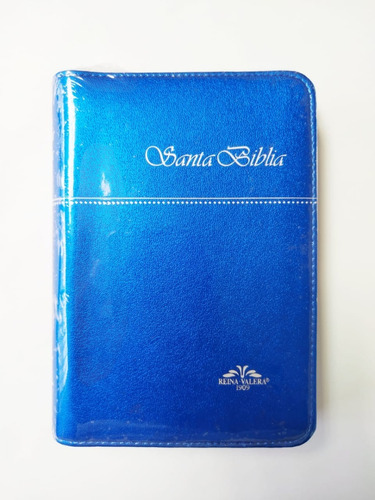 Biblia Bolsillo Rvr1909 Imitación Piel Azul Índice Y Cierre