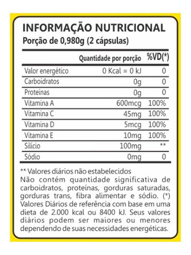 Silício Orgânico 100mg Com Vitaminas 60 Cápsulas Maxinutri