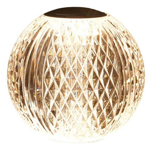Lámpara De Mesa Decorativa Esfera Táctil Usb 3 Tonos De Luz Color de la estructura Plateado