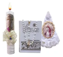 Comprar Kit Primera Comunión Vela Biblia Latina, Rosario, Repujado B