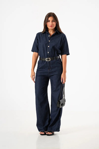 Enterito Mono Mujer Jean Rigido Camisero Solmaint Her Azul Oscuro 48