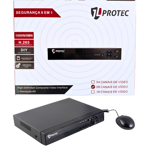 DVR Gravador 8 canais JL Protec 6008a Full HD Segurança 1080n P2P Bivolt 110V/220V