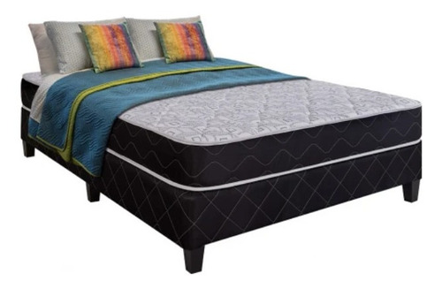 Sommier Europea El Emporio Del Hogar Saronno 2 plazas de 188cmx138cm negro y blanco