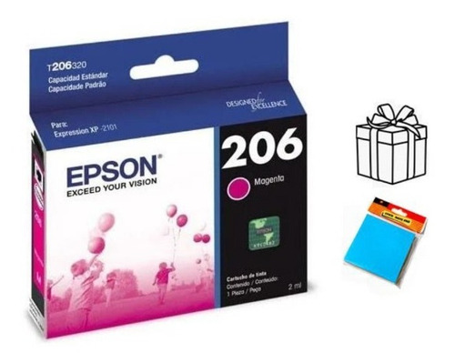 Cartucho Tinta Epson T206 Para Xp-2101 Magenta + Obsequio