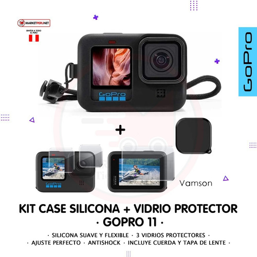 Imagen 4 de 8 de Case Silicona Gopro Hero 11 + Kit Protectores De Pantalla