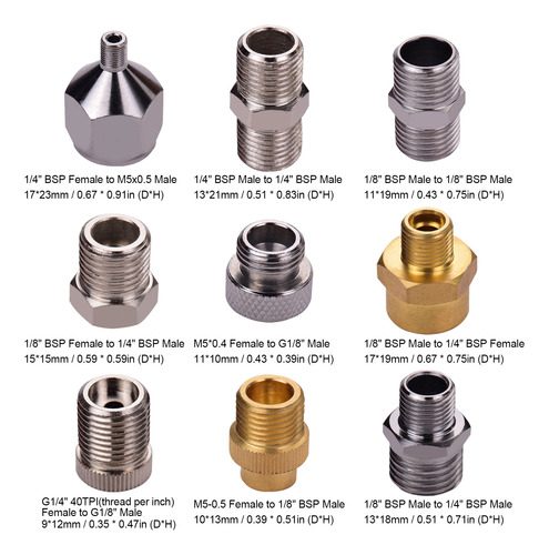 Kit Adaptador De Aerógrafo De 9 Piezas Para Mangueras De Aer