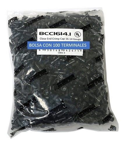 Imagen 3 de 4 de Terminal Campana Crimp Cap Para Cable Cal. 16/14 Bcc1614