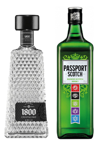 1 Tequila 1800 Cristalino 700 Ml Y 1 Whisky Passport 700 Ml