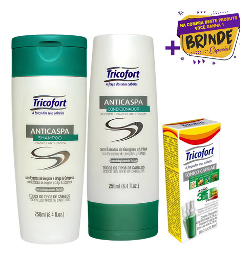 Tricofort Anticaspa - Shampoo, Cond/ E 2 Tônicos + Brinde!