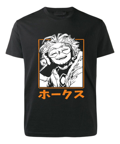 Remera Negra Boku No Hero - Anime - Serie Tv - Hawks 