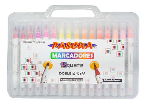 Marcadores Doble Punta  Square 48pz Pascua 