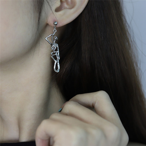 Pendientes Colgantes Con Forma De Calavera Y Borlas, Pendien