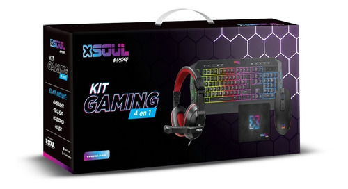 Kit de teclado y mouse gamer Soul 4 en 1 Inglés US de color negro