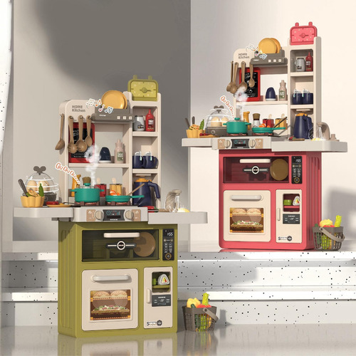 Juego De Cocina, Juguete Para Cocinar Verde Gris 74 Piezas