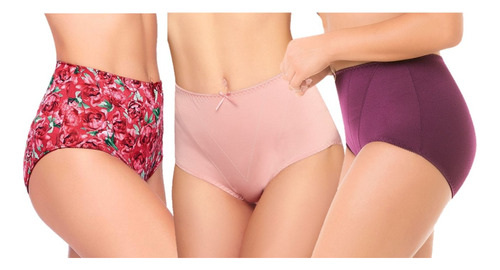 Tres Pantys Altas, Lycra Con Refuerzo Frontal, Ilusión 2155 