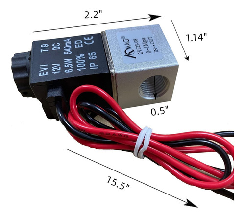 . Electroválvula Normalmente Cerrada De 2 Vías Dc 12v 1/4in