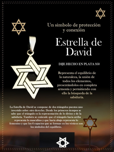 Dije Estrella De David Hecho En Plata 950