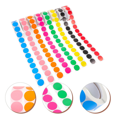 Etiquetas Adhesivas Con Puntos Pequeños, 8 Rollos