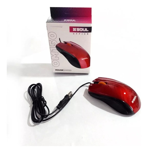 Mouse Para Pc Escritrorio Rojo Cable Usb 1.5 Metros 1200dpi 