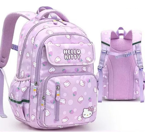 X Mochila Infantil Morada De Hello Kitty Fashion Con Dibujos A